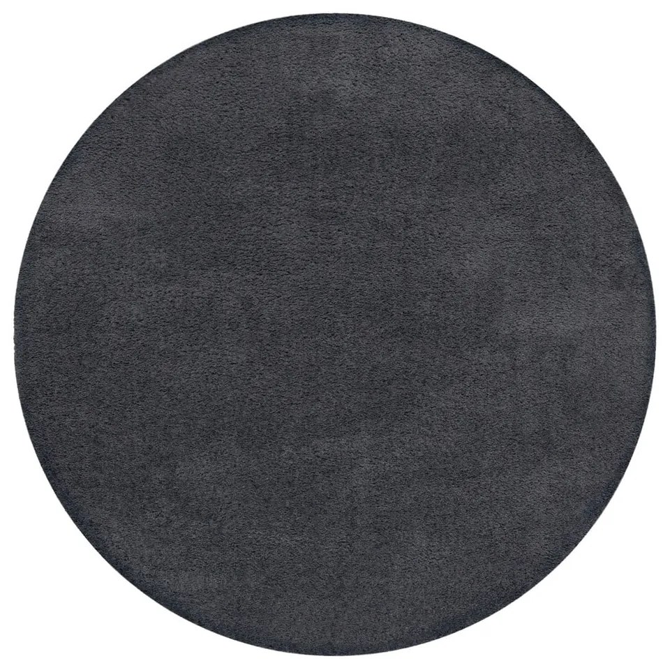 Ciemnoszary okrągły dywan z włókien z recyklingu odpowiedni do prania 180x180 cm Fluffy – Flair Rugs