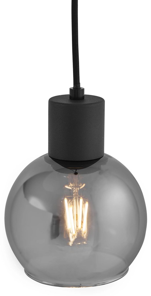 Lampa wisząca art deco czarna z przydymionym szkłem - Vidro ArtDeco Oswietlenie wewnetrzne