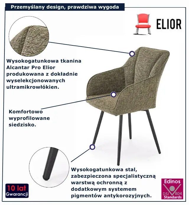 Krzesło oliwkowe na czarnej podstawie tapicerowane P8-Z23