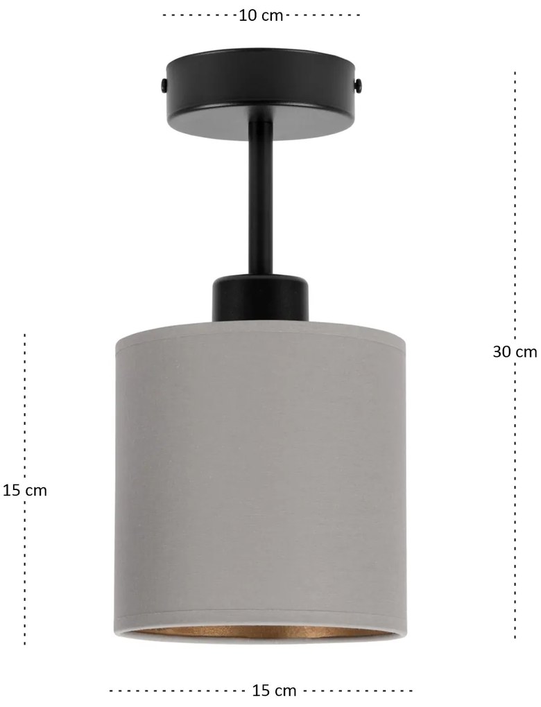 Lampa sufitowa czarna jednopunktowy spot z szarym abażurem C-1010SC-GR