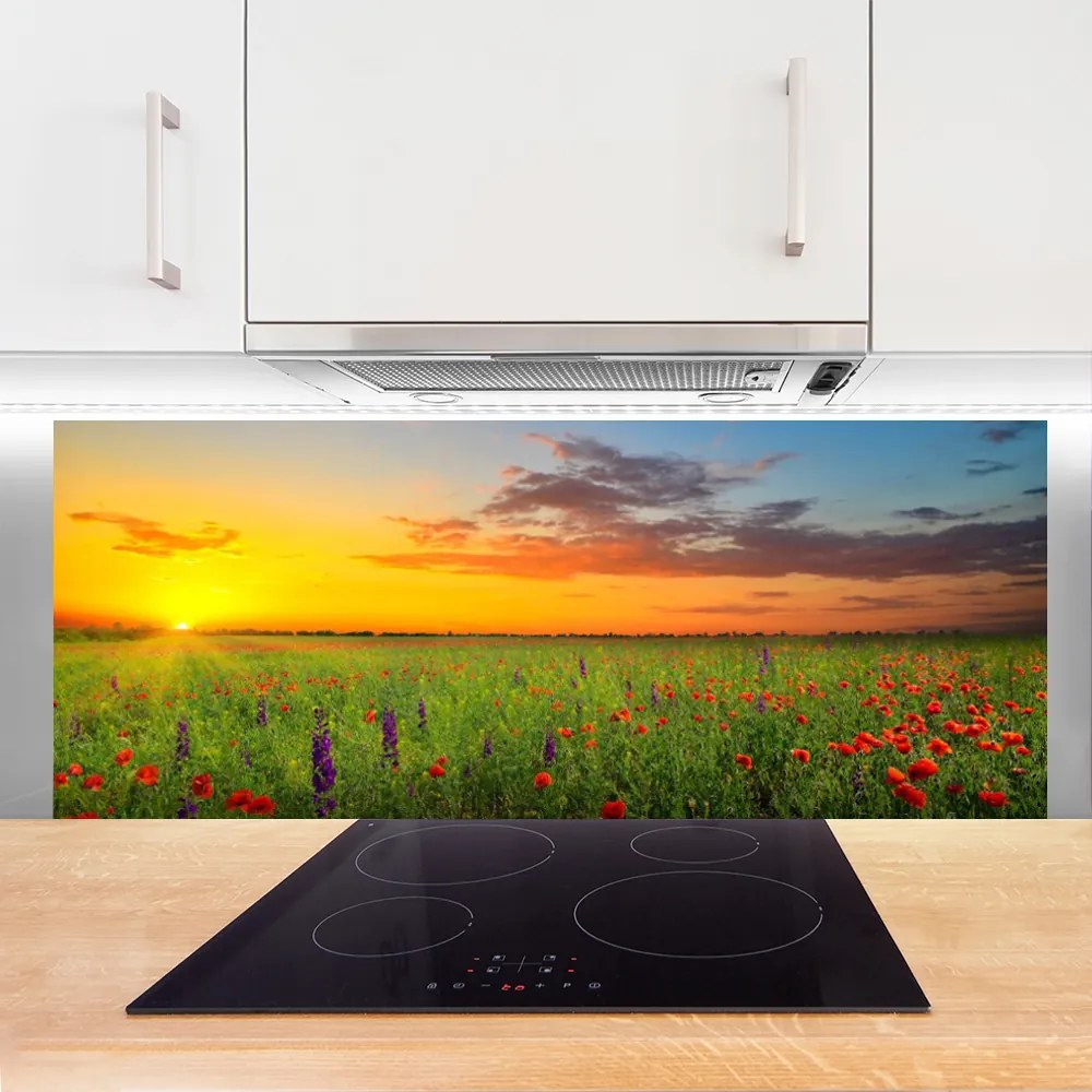 Panel Szklany Słoneczna Polana Kwiatowa