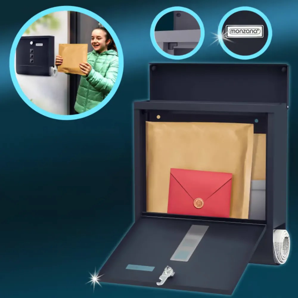 Monzana Skrzynka pocztowa z tubą na gazety POST, 30,5x10x33,5cm, antracyt