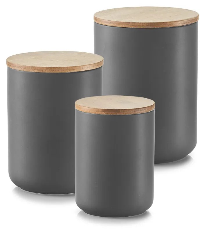 Ceramiczny pojemnik ANTHRACITE z bambusową pokrywką, 650 ml, ZELLER
