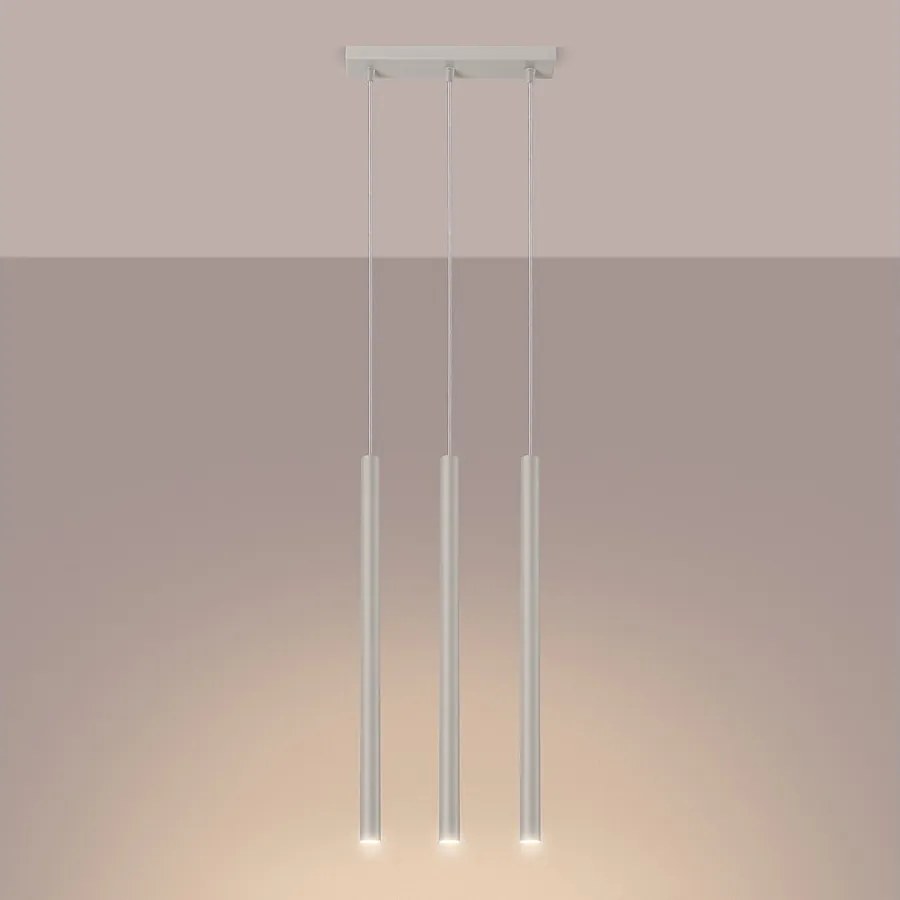 Lampa wisząca nowoczesny Brill, stal - 3 źródło światła 3000K - L.30 x H.94 cm - beżowy