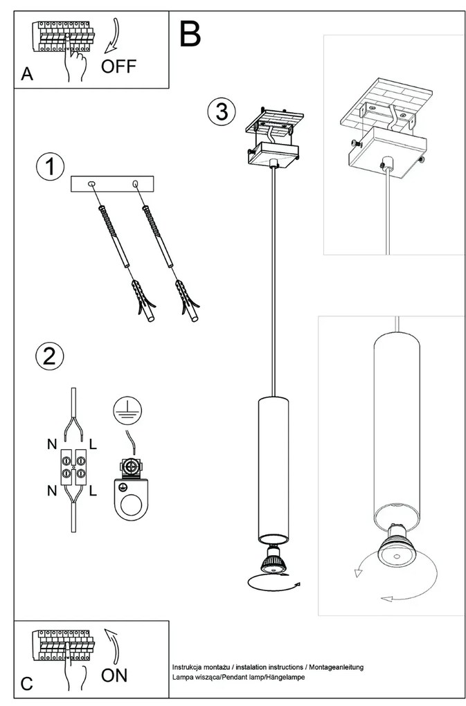 Lampa wisząca LAGOS 1 ochra czerwona SOLLUX LIGHTING