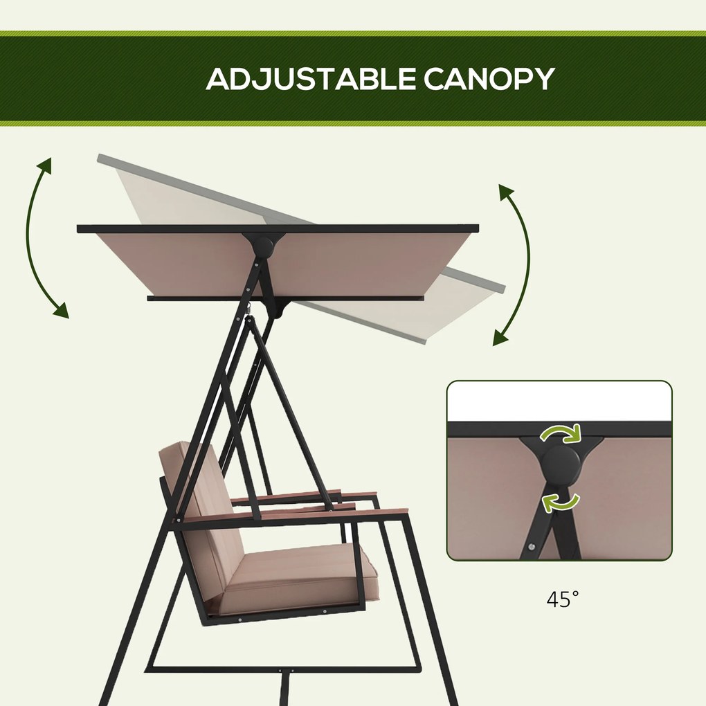 Outsunny Hollywoodschaukel huśtawka ogrodowa 3-osobowa, z daszkiem, odporna na warunki atmosferyczne, Beige + Schwarz