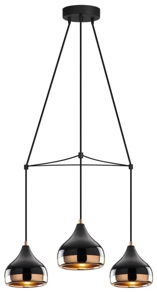 Lampa wisząca na przewodzie YILDO 3xE27/40W/230V czarna/miedziana