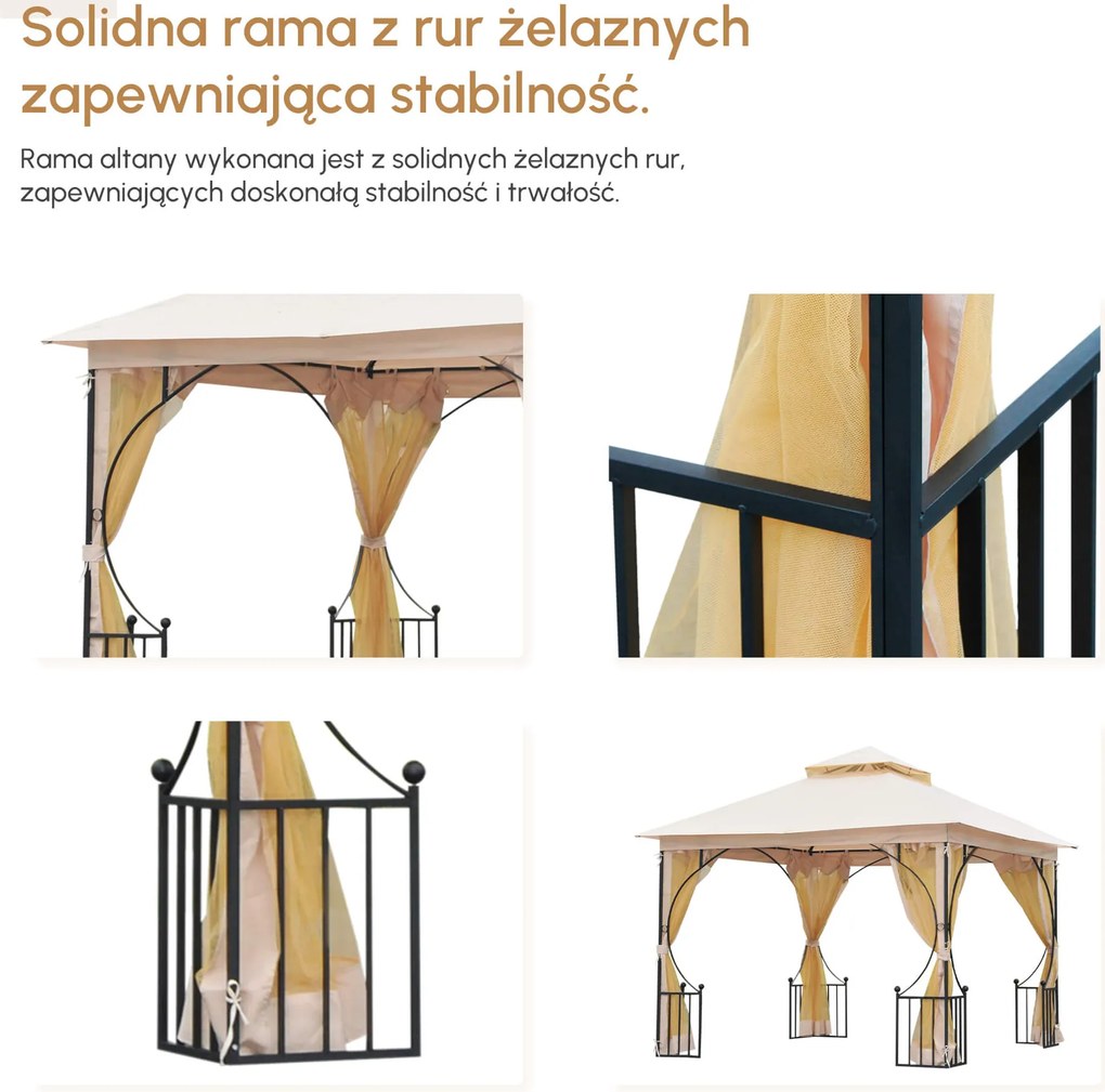 Altana ogrodowa 3x3m podwójny daszek imprezowy pawilon namiot okolicznościowy łatwy montaż biały czarny | Aosom PL