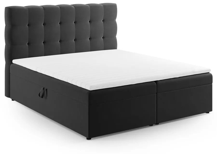 Antracytowe łóżko boxspring ze schowkiem 160x200 cm Bali – Cosmopolitan Design