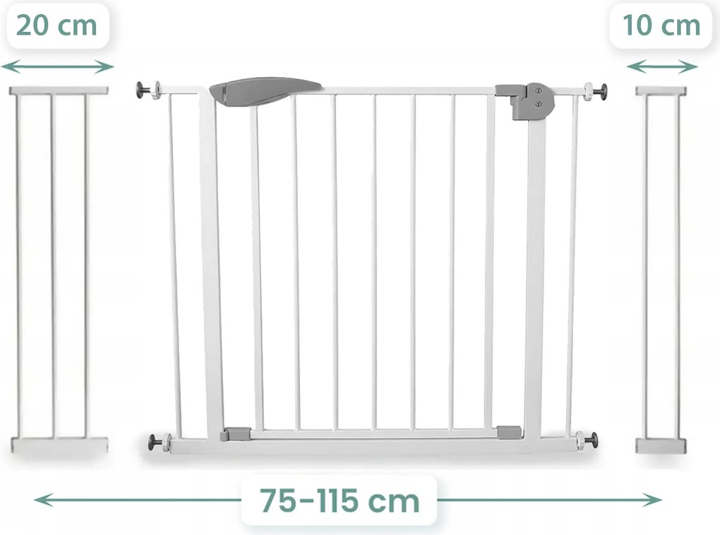 Bramka barierka zabezpieczająca na schody i drzwi biała