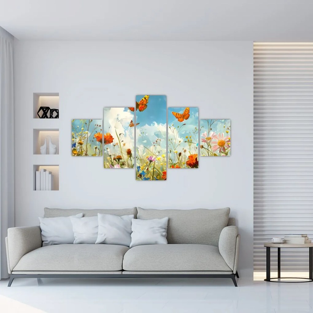 Obraz - Motyle na letniej łące (125x70 cm)