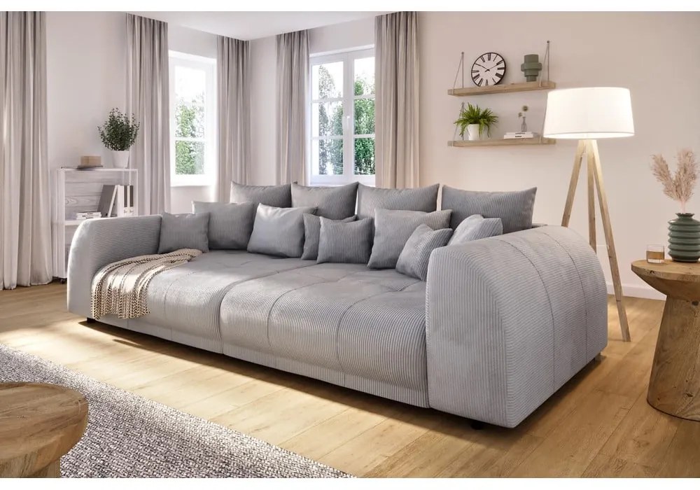 Ciemnoszara sztruksowa sofa 310 cm Vanessa – Ropez