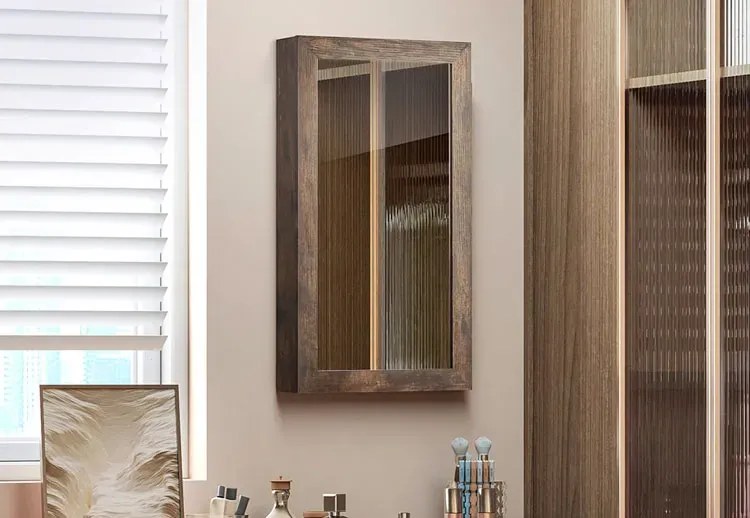 Industrialna szafka z lustrem na biżuterię zamykana na klucz M0-N16