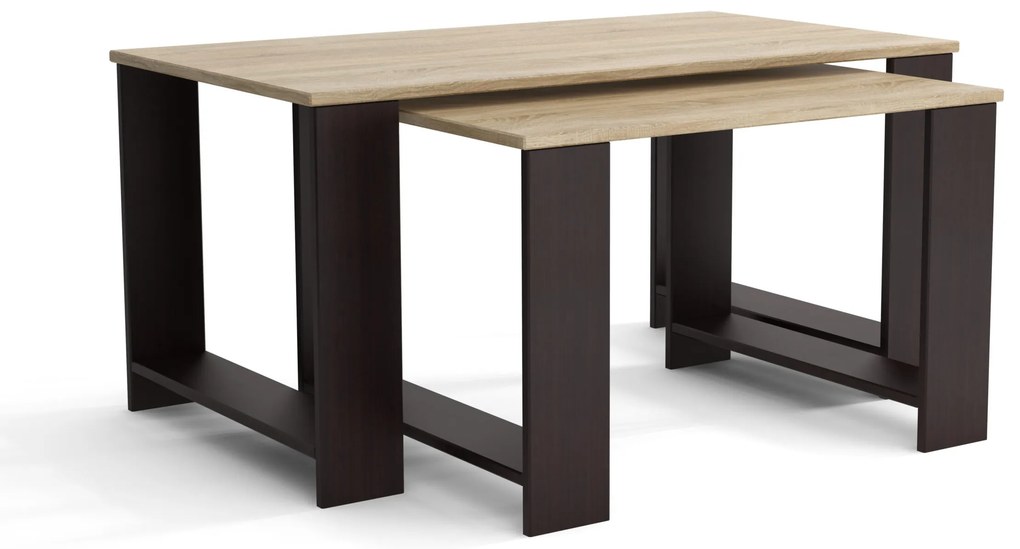 Stoliki kawowe ZESTAW STOLIKÓW 90+65cm MORI Wenge/Dąb Sonoma