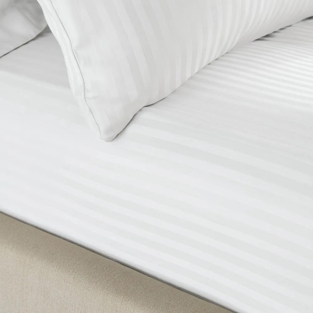 Białe prześcieradło elastyczne 90x190 cm Satin Stripe – Catherine Lansfield