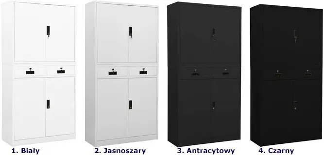 Antracytowa szafa na dokumenty na klucz - Lipsod