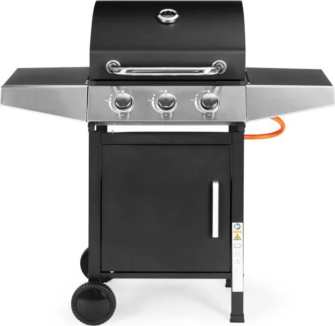 Grill gazowy z pokrywą i termometrem QL-02 na kółkach