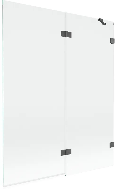 Mexen Lunar parawan nawannowy 2-skrzydłowy prawy 140 x 150 cm, transparent, gun gray szczotkowany - 897-140-100-66-00-P