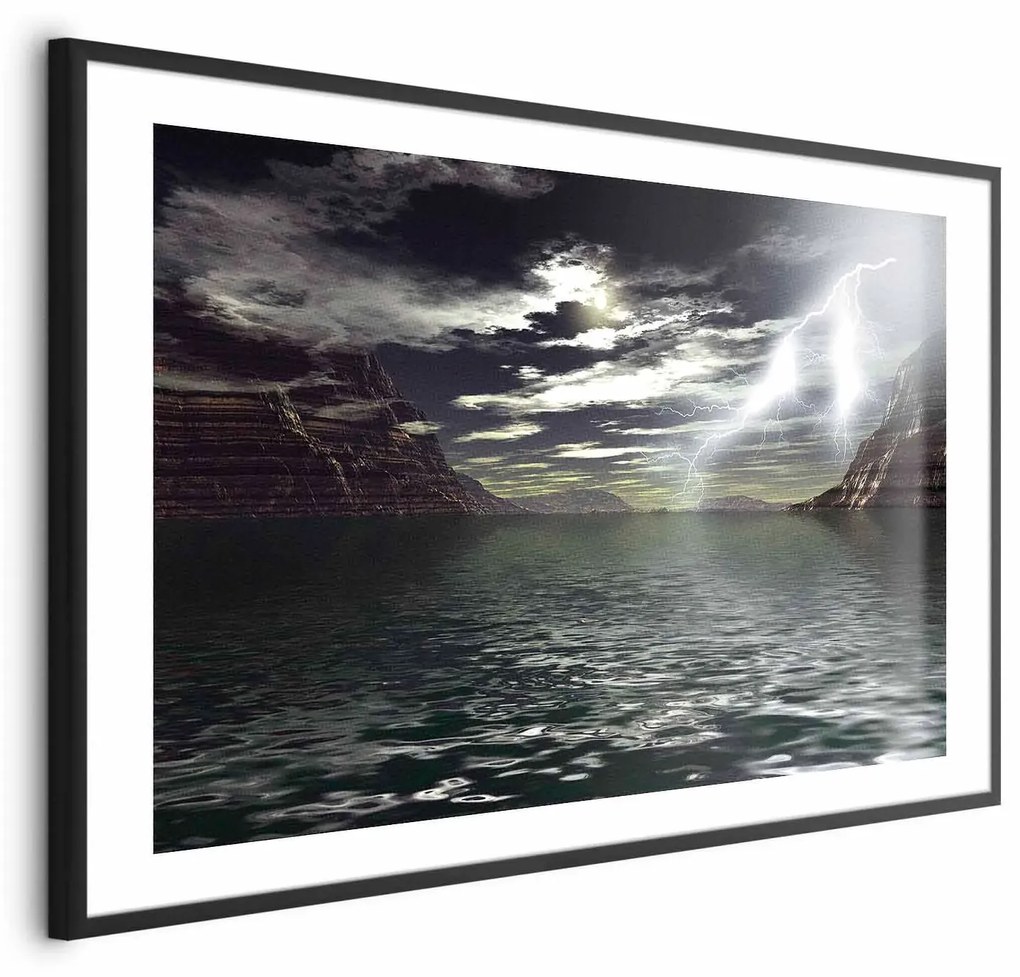 Plakat Burza 30x21 cm z ramą czarną z marginesem ARTGEIST B