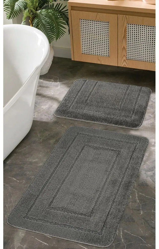 Antracytowe dywaniki łazienkowe zestaw 2 szt. 50x80 cm Cerceve – Foutastic