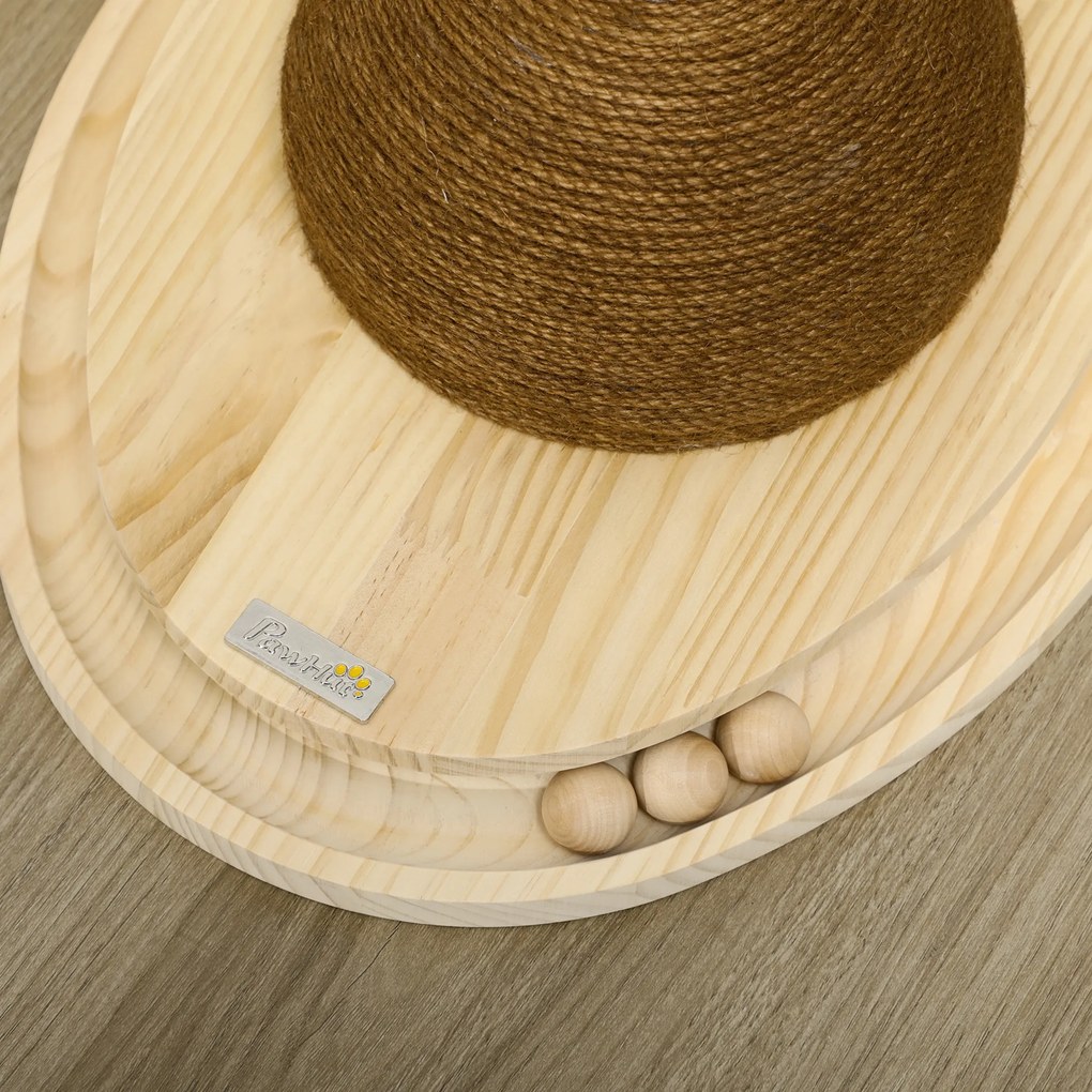 PawHut Zabawka interaktywna dla kotów 2 w 1 Drapak i zabawka z drewna sosnowego | Aosom PL