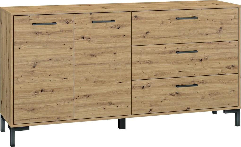 Komoda z szufladami i szafkami Nevio 13, dąb artisan