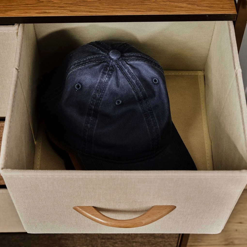 HOMCOM Komoda z 5 składanymi szufladami z tkaniny, półka, stabilna stalowa rama, 58 x 29 x 99 cm