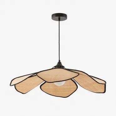 Lampa Sufitowa Wisząca Benavid Ø75 Cm & Rafia Naturalny - Czarny - Sklum
