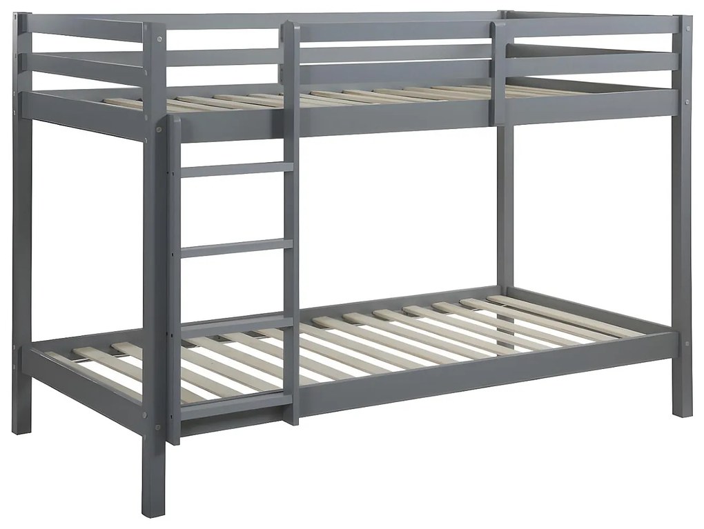 Łóżko piętrowe ANICET II – 2 × 90 × 190 cm – lite drewno sosnowe – kolor szary