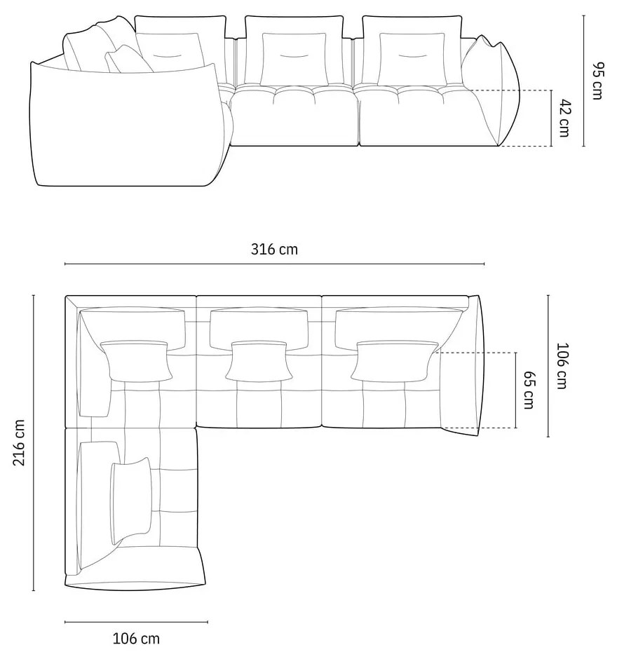 Ciemnoniebieski narożnik (lewostronny/w kształcie litery L) Bloom – Micadoni Home