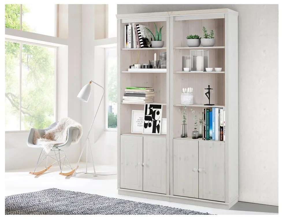 Biały regał z litego drewna sosnowego 148x223 cm Anita – Støraa