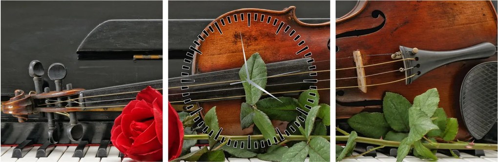 Obraz - Pamięć muzyka (z zegarem) (90x30 cm)
