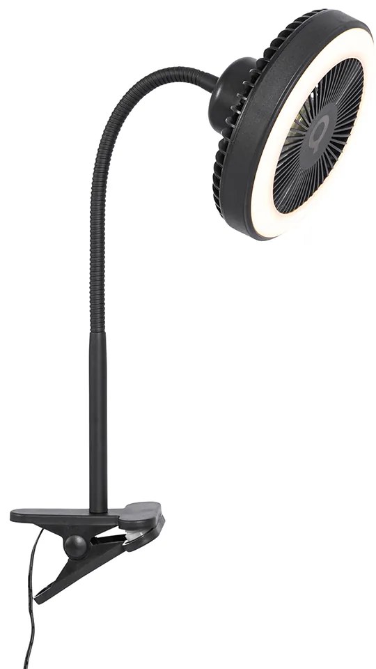 Czarny wentylator stołowy z LED 2700K - Dores