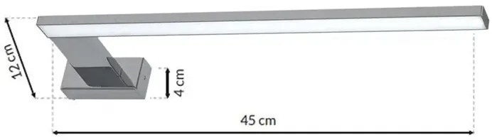 Minimalistyczny kinkiet łazienkowy srebrny lewostronny - N016-Folind 11W 45x12x4 cm