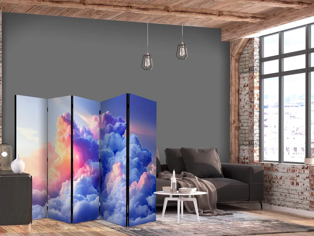 Parawan dwustronny Tła i desenie 225x172 cm 5-częściowy szary ARTGEIST B