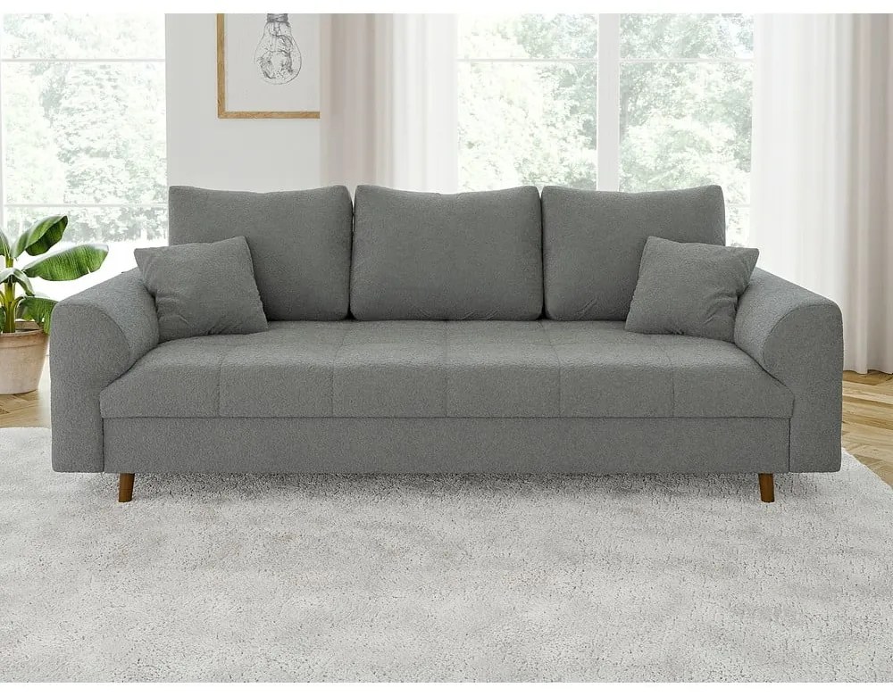 Szara sofa z materiału bouclé 210 cm Ariella – Ropez