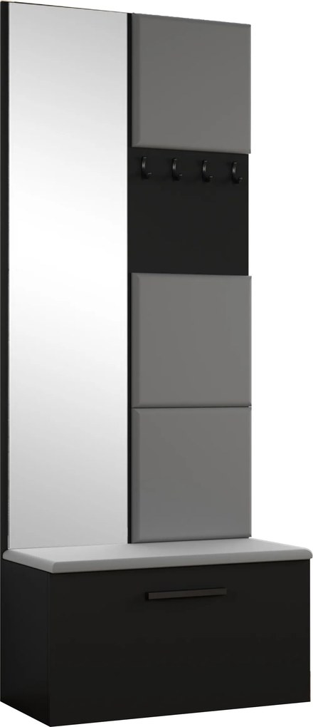 Masseno Garderoba MODULO 80,6/204/40 cm do Przedpokoju Nowoczesna Czarna