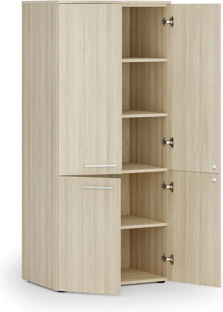 Szafa biurowa pół-drzwi PRIMO WOOD, 800 x 500 x 1781 mm, dąb naturalny