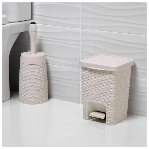 Kremowy kosz łazienkowy z pedałem Addis Rattan Pedal Bin Calico, 6 l