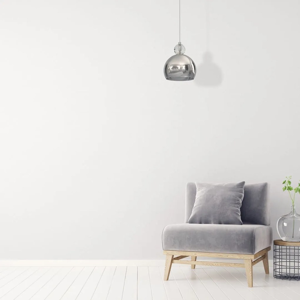 Lampa Wisząca Srebrna Kula Pojedyncza TOLEDO 1xE27