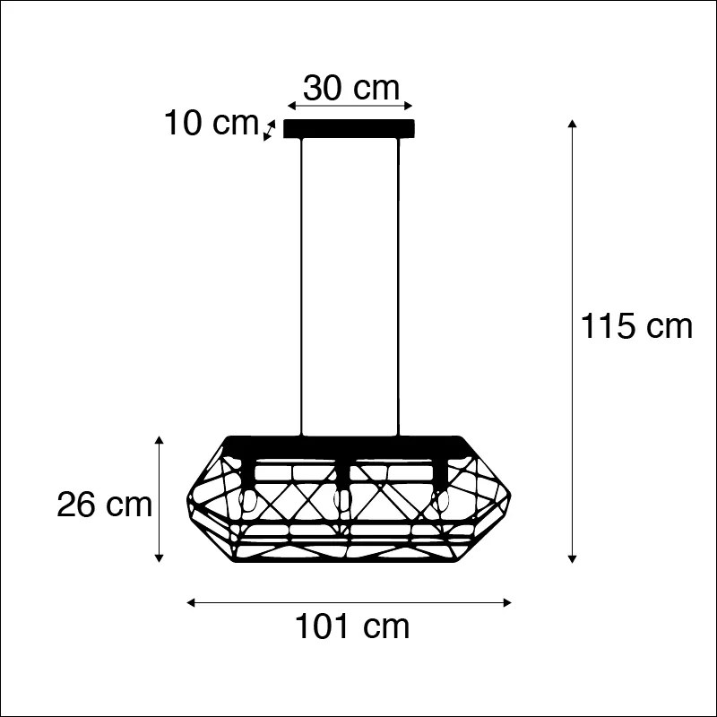 Industrialna lampa wisząca czarna 3-punktowa - tuszaDesignerski Oswietlenie wewnetrzne