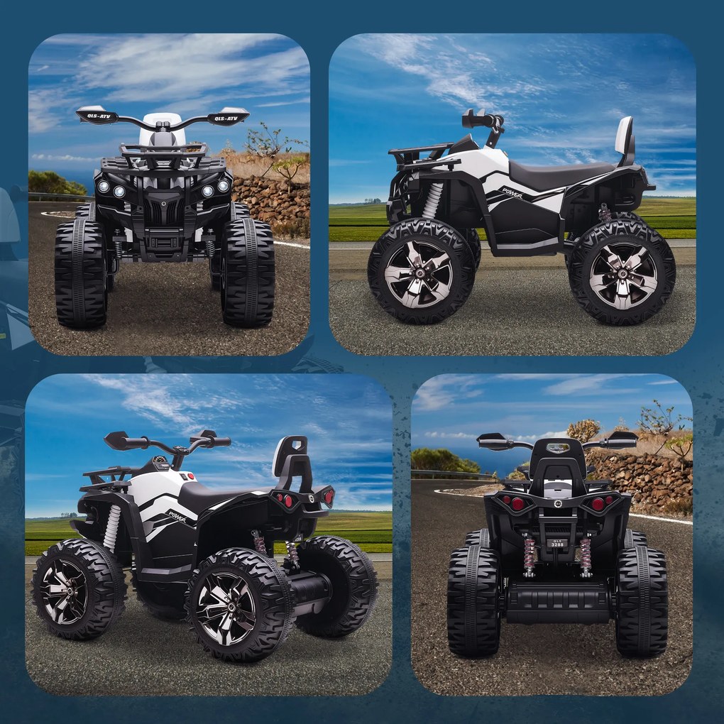 HOMCOM Elektryczny quad dla dzieci, prędkość 3-8 km/h, czas jazdy 45 min, reflektor LED, odtwarzacz muzyczny USB, dla dzieci 3-5 lat | Aosom PL