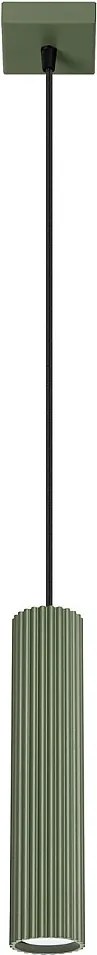 Lampa Wisząca Minimalistyczny Karbon, Aluminium - 1 Źródło - L.8 X H.118 Cm - Zielony Oliwkowy