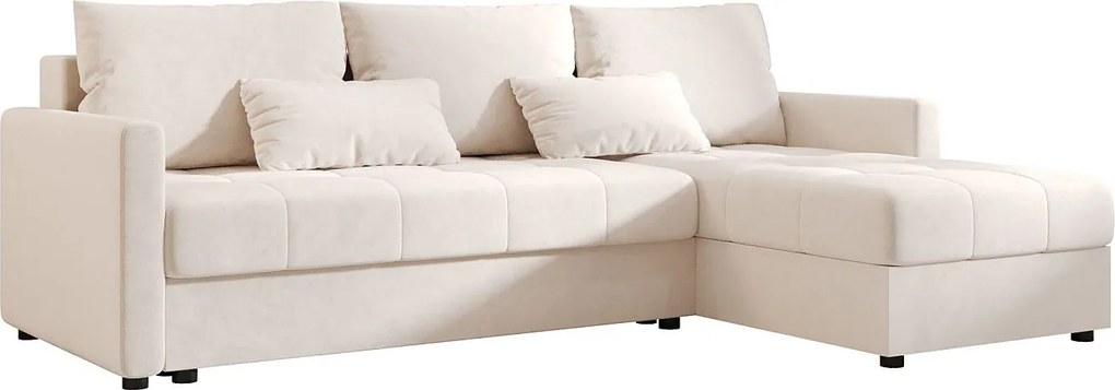 BEDANTE narożnik MOS L BIS Itaka 16 beżowy prawa z funkcją spania sofa w kształcie litery L z pojemnikiem na pościel sofa do salonu kanapa sofa rozkładana
