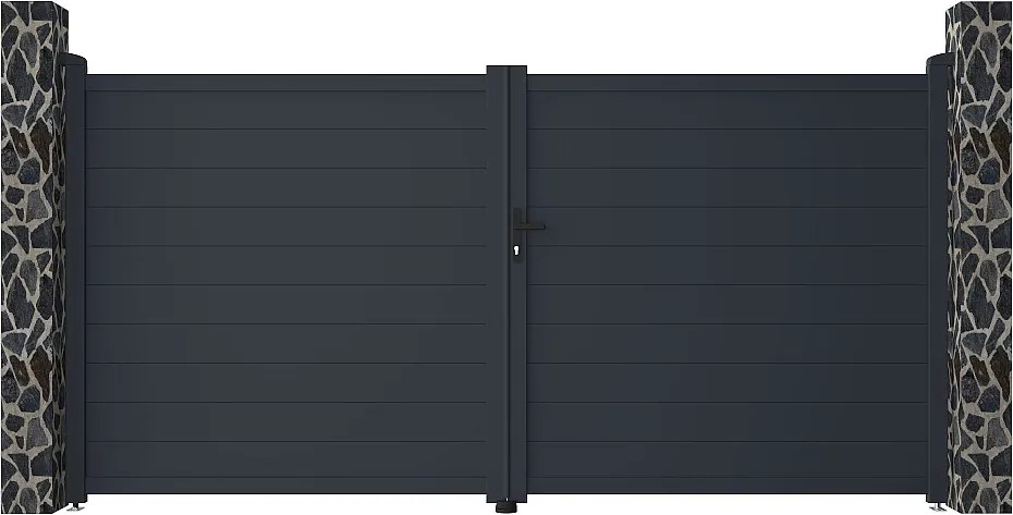 Skrzydłowa elektryczna brama aluminiowa pełna dł.355 x wys. 1681 cm antracyt NAZARIO