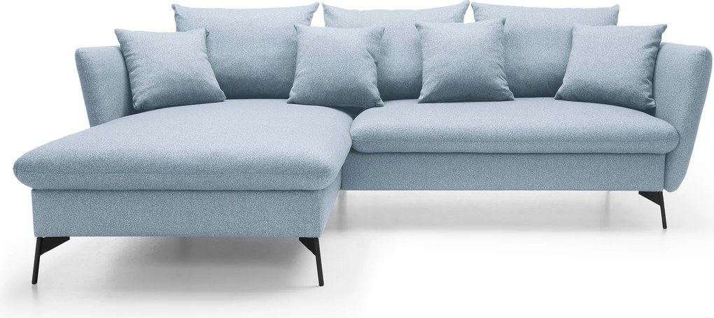 Masseno Narożnik FERRO z funkcją spania i pojemnikiem na pościel Narozniki L, Rozkładana sofa - Niebieski, SOLID 73