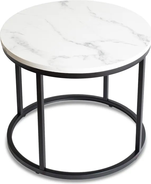 Stolik Kawowy CONNY 53 cm Biały Marmur/Czarny Nowoczesny Glamour