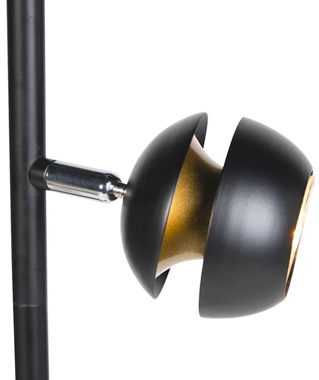 Nowoczesna lampa stojąca 3-punktowa czarna ze złotym wnętrzem - Buell Deluxe Nowoczesny Oswietlenie wewnetrzne