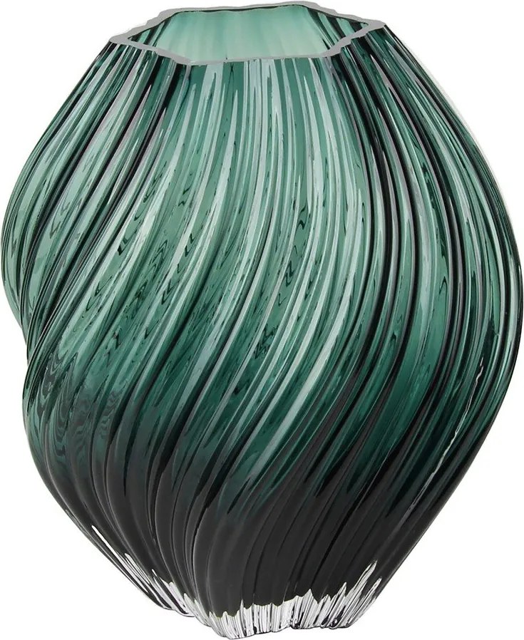 Ciemnozielony szklany ręcznie wykonany wazon (wysokość 23 cm) – House Nordic