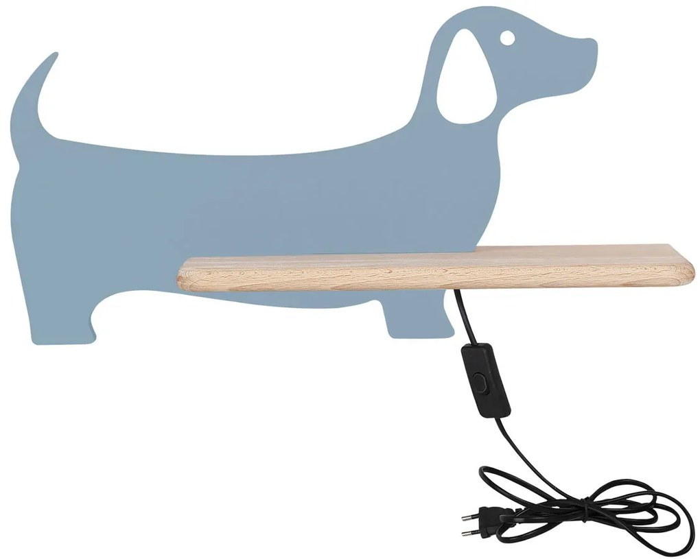 Niebieski dziecięcy kinkiet piesek z włącznikiem E1-G14